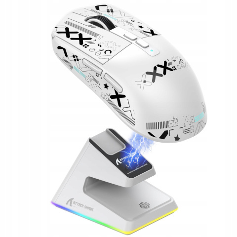 ATTACK SHARK X6 Superlekka Mysz Gamingowa Bezprzewodowa 26000 DPI Biała