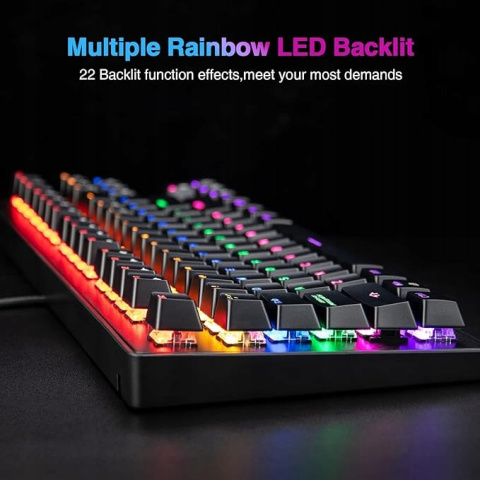 KLAWIATURA MECHANICZNA RII RK908 QWERTZ USB RGB Z PODŚWIETLENIEM KLAWIATURA MECHANICZNA RII RK908 QWERTZ USB RGB Z PODŚWIETLENIEM