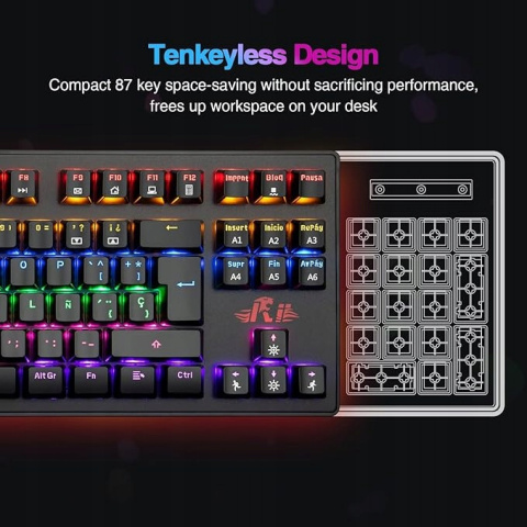 KLAWIATURA MECHANICZNA RII RK908 QWERTZ USB RGB Z PODŚWIETLENIEM KLAWIATURA MECHANICZNA RII RK908 QWERTZ USB RGB Z PODŚWIETLENIEM