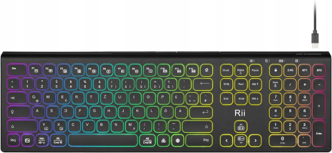 Klawiatura bezprzewodowa RII DE RK801 QWERTZ Bluetooth USB z podświetleniem Klawiatura bezprzewodowa RII DE RK801 QWERTZ Bluetooth USB z podświetleniem