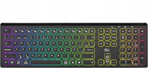 Klawiatura bezprzewodowa RII DE RK801 QWERTZ Bluetooth USB z podświetleniem Klawiatura bezprzewodowa RII DE RK801 QWERTZ Bluetooth USB z podświetleniem