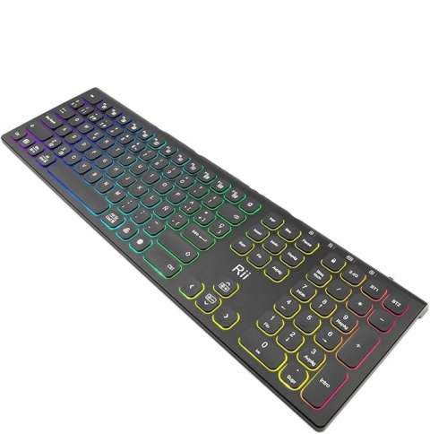 Klawiatura bezprzewodowa RII DE RK801 QWERTZ Bluetooth USB z podświetleniem Klawiatura bezprzewodowa RII DE RK801 QWERTZ Bluetooth USB z podświetleniem