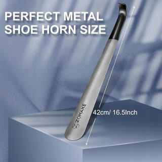 ŁYŻKA DO BUTÓW ELEGANCKA METALOWA DŁUGA 42CM - ZOMAKE - SREBRNA
