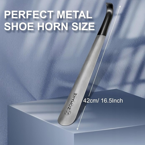 ŁYŻKA DO BUTÓW ELEGANCKA METALOWA DŁUGA 42CM - ZOMAKE - SREBRNA ŁYŻKA DO BUTÓW ELEGANCKA METALOWA DŁUGA 42CM - ZOMAKE - SREBRNA
