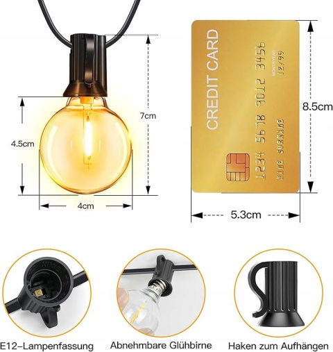 Lampki Kulki G40 Iluminacja Na Zewnątrz Edison 5m Lampki Kulki G40 Iluminacja Na Zewnątrz Edison 5m