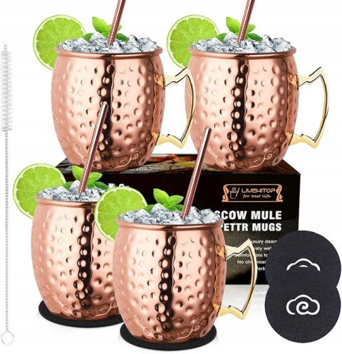 MOSCOW MULE KUBEK MOSCOW MULE ZESTAW 4 SZT., MIEDZIANY KUBEK NA KOKTAJL