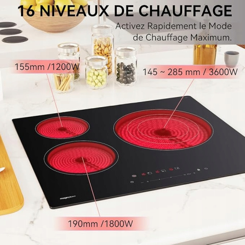 MagicPlux Płyta grzewcza ceramiczna 3 palniki 59 cm, 6600W