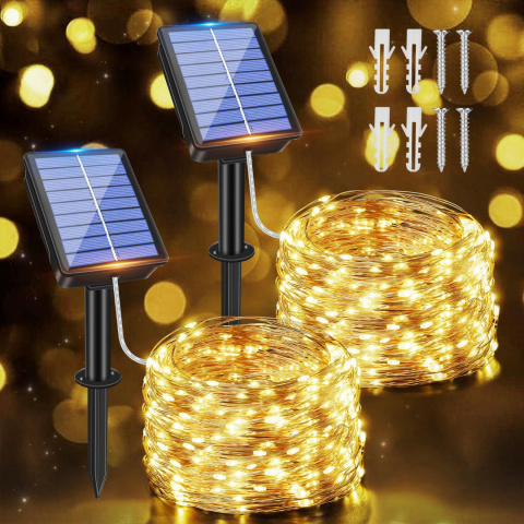 OLLNY Solarne Lampki 2x10M 100 LED 8 Trybów IP65 Wodoodporne OLLNY Solarne Lampki 2x10M 100 LED 8 Trybów IP65 Wodoodporne