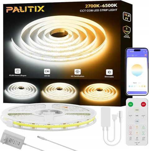 PAUTIX Taśma LED COB CCT 10m ściemnianie Smart App pilot PAUTIX Taśma LED COB CCT 10m ściemnianie Smart App pilot