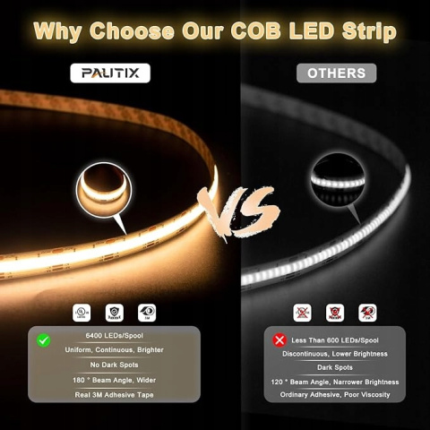 PAUTIX Taśma LED COB CCT 10m ściemnianie Smart App pilot PAUTIX Taśma LED COB CCT 10m ściemnianie Smart App pilot