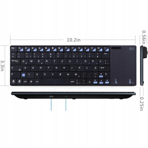 Rii Bezprzewodowa klawiatura z touchpadem, QWERTZ, 2,4 GHz