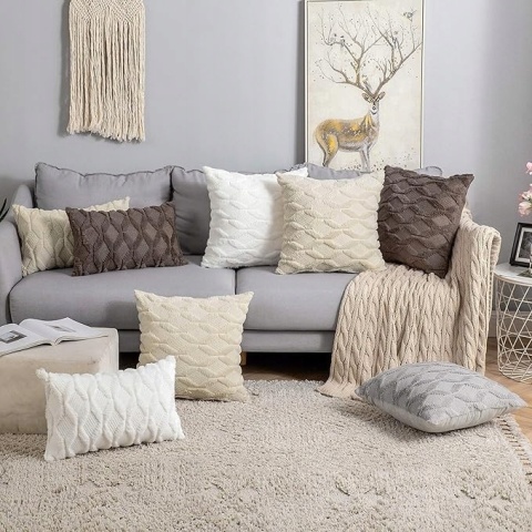2x Poszewka na Poduszkę PREMIUM Dekoracyjna w ROMBY 50x50cm - Beżowy 2x Poszewka na Poduszkę PREMIUM Dekoracyjna w ROMBY 50x50cm - Beżowy