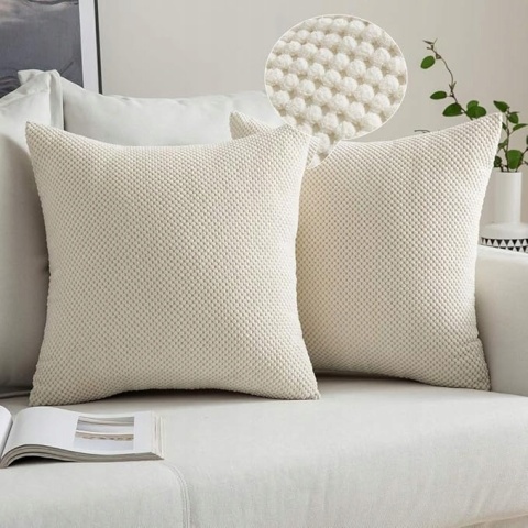 2x Poszewka na Poduszkę PREMIUM Sztruksowa Dekoracyjna 45x45cm - Kremowy