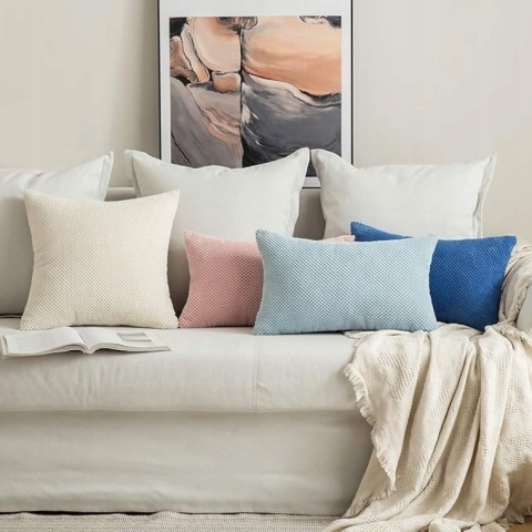 2x Poszewka na Poduszkę PREMIUM Sztruksowa Dekoracyjna 45x45cm - Kremowy