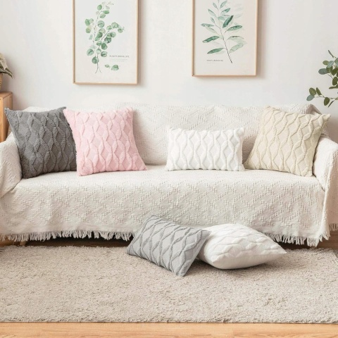 2x Poszewki Dekoracyjne Pluszowe MIULEE 50x50 cm Miękkie Puszyste - Szary 2x Poszewki Dekoracyjne Pluszowe MIULEE 50x50 cm Miękkie Puszyste - Szary