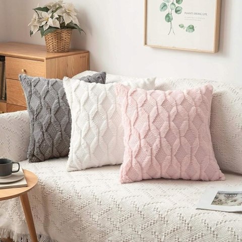 2x Poszewki Dekoracyjne Pluszowe MIULEE 50x50 cm Miękkie Puszyste - Szary 2x Poszewki Dekoracyjne Pluszowe MIULEE 50x50 cm Miękkie Puszyste - Szary