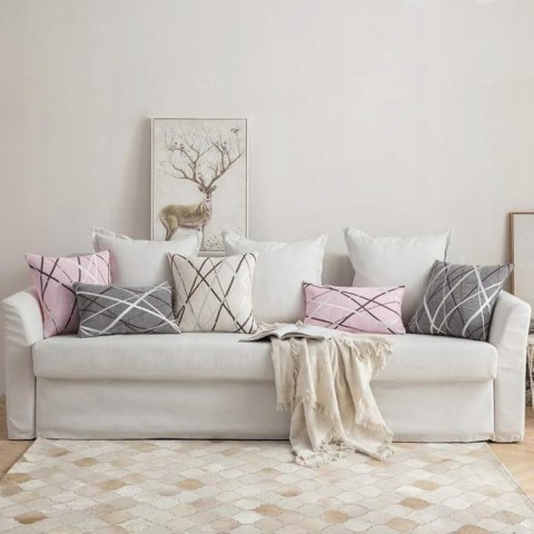 2x Poszewki na Poduszki Dekoracyjne MIULEE 40x40cm Gemetryczne Białe 2x Poszewki na Poduszki Dekoracyjne MIULEE 40x40cm Gemetryczne Białe