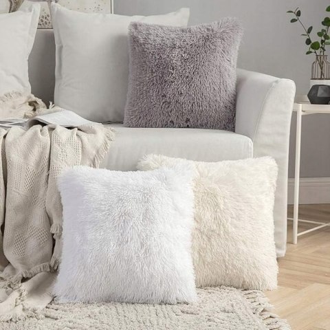 2x Poszewki na Poduszki MIULEE 50x50cm Sztuczne Futro Dekoracyjne - Kremowe 2x Poszewki na Poduszki MIULEE 50x50cm Sztuczne Futro Dekoracyjne - Kremowe