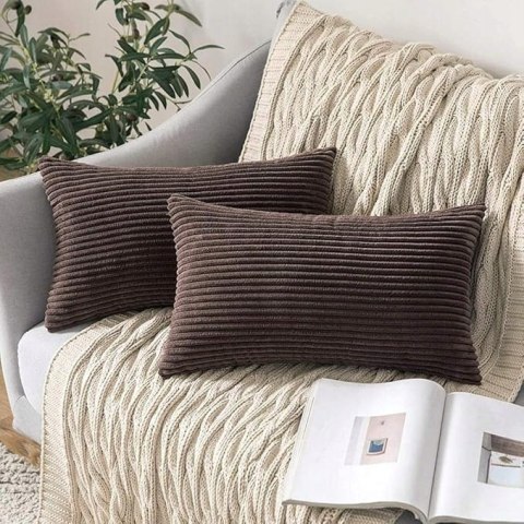 2x Poszewki na poduszkę MIULEE 30x50 cm Sztruksowe Dekoracyjne - Brązowy 2x Poszewki na poduszkę MIULEE 30x50 cm Sztruksowe Dekoracyjne - Brązowy