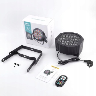 2x Reflektory Sceniczne LED RGB 36 DMX 7CH 72W z Pilotem Oświetlenie Lampy