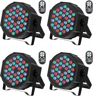 4x Reflektory LED RGB 36 DMX 7CH - 72W z Pilotem Oświetlenie Sceniczne