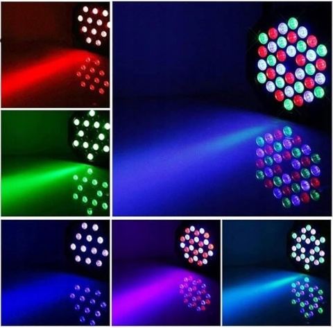4x Reflektory LED RGB 36 DMX 7CH - 72W z Pilotem Oświetlenie Sceniczne