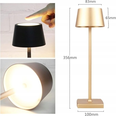 Bezprzewodowa Złota lampa LED Stołowa z akumulatorem Dotykowe ściemnianie Bezprzewodowa Złota lampa LED Stołowa z akumulatorem Dotykowe ściemnianie