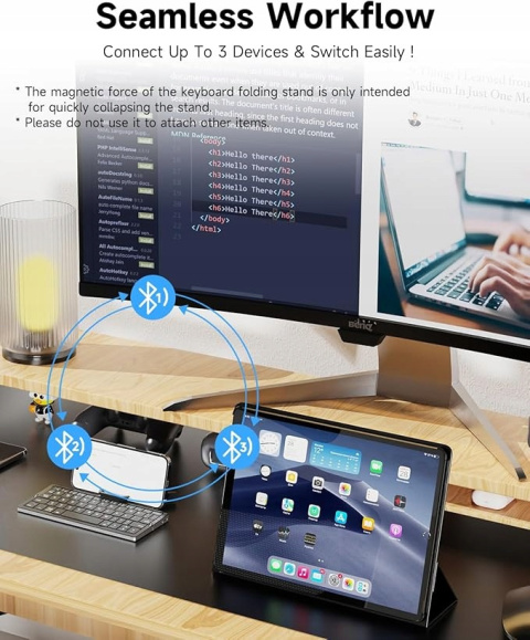 Klawiatura Składana Bezprzewodowa Bluetooth, Ładowalna do IPHONA Klawiatura Składana Bezprzewodowa Bluetooth, Ładowalna do IPHONA
