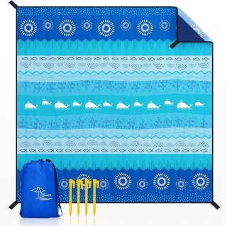 Koc plażowy Duży 305 x 275 cm Wodoodporny + Kołki i Torba transportowa