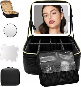 Kosmetyczka LED z Lustrem 26x23x10 cm Organizer Pudełko na Kosmetyki