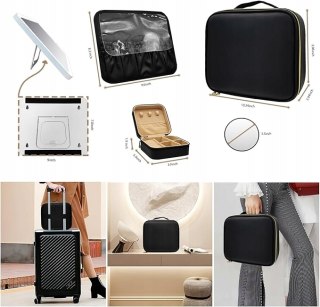 Kosmetyczka LED z Lustrem 26x23x10 cm Organizer Pudełko na Kosmetyki