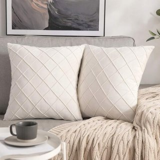 MIULEE Poszewki Aksamitne 40x40 cm 2 szt. Dekoracyjne Miękkie - Kremowy