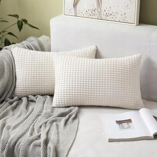 Miękkie Poszewki Prostokątne 30x50 cm MIULEE Kremowe Dekoracyjne - 2 szt.