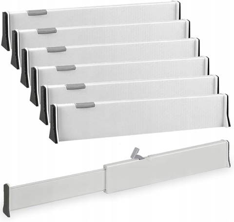 Organizer do Szuflad 6 szt. Zestaw Regulowanych Separatorów 34-54 cm