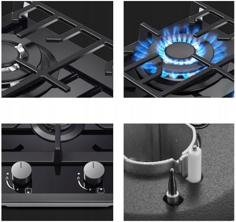 Płyta Gazowa 30 cm 2-Palnikowa 5200W Hartowane Szkło Gaz Ziemny/LPG Czarna Płyta Gazowa 30 cm 2-Palnikowa 5200W Hartowane Szkło Gaz Ziemny/LPG Czarna