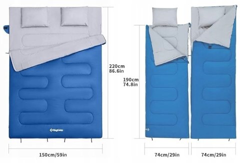 Śpiwór Podwójny 220x150cm 2-osobowy Polarowy z Poduszkami i Workiem Śpiwór Podwójny 220x150cm 2-osobowy Polarowy z Poduszkami i Workiem
