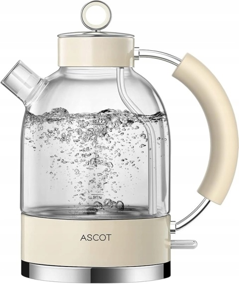 Szklany Czajnik elektryczny 1,6L ASCOT 2200 W Bez BPA Bezprzewodowy RETRO Szklany Czajnik elektryczny 1,6L ASCOT 2200 W Bez BPA Bezprzewodowy RETRO