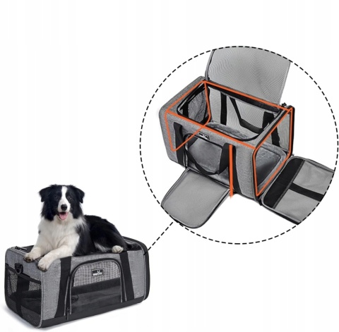 Transporter Dla Psów i Kotów do Samochodu 45x28x28 cm Składany Oddychający Transporter Dla Psów i Kotów do Samochodu 45x28x28 cm Składany Oddychający