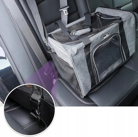 Transporter Dla Psów i Kotów do Samochodu 45x28x28 cm Składany Oddychający Transporter Dla Psów i Kotów do Samochodu 45x28x28 cm Składany Oddychający