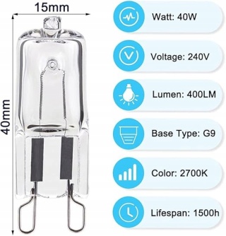 Żarówki do piekarnika G9 40W 2 SZT Electrolux Samsung Beko AEG 230V 300*C