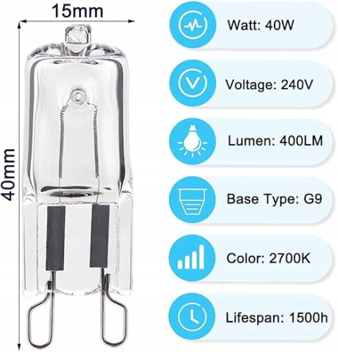 Żarówki do piekarnika G9 40W 2 SZT Electrolux Samsung Beko AEG 230V 300*C Żarówki do piekarnika G9 40W 2 SZT Electrolux Samsung Beko AEG 230V 300*C