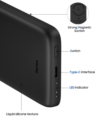 BENKS Magnetic Wireless PowerBank BEZPRZEWODOWY Magsafe 5000 mAh