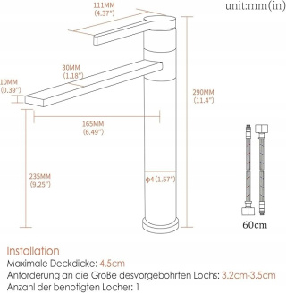 Bateria umywalkowa SHANFO Obrotowa 360° Łazienkowa Stal nierdzewna Chrom