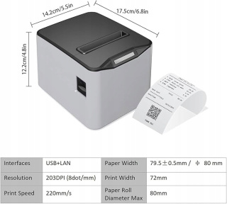 Drukarka Paragonowa Bezprzewodowa do Paragonów Bonów Bisofice USB/LAN