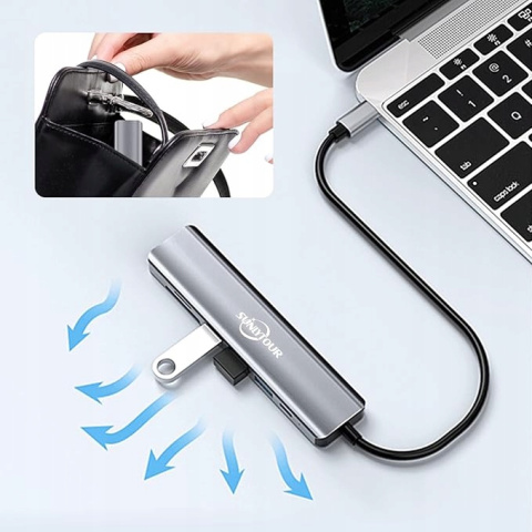 Hub Adapter USB 7 portów USB-C USB-A Stacja dokująca 4K HDMI USB 3.0