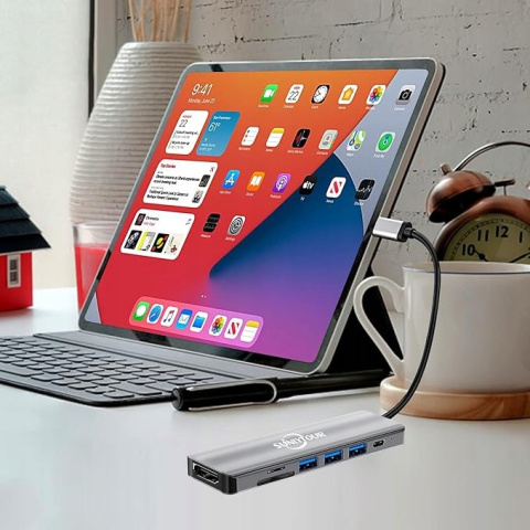 Hub Adapter USB 7 portów USB-C USB-A Stacja dokująca 4K HDMI USB 3.0