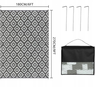 Dywan zewnętrzny Dwustronny Homcomodar 180x270 cm Odporny na UV - Szary