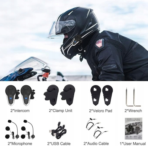 Interkom Motocyklowy BT-S3 Zestaw Słuchawkowy Bluetooth do Kasku Stereo