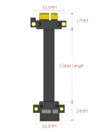 Kabel przedłużający PCI-Express 3.0 X1 do X1 200mm PCIe 3.0 X1 Riser Cable