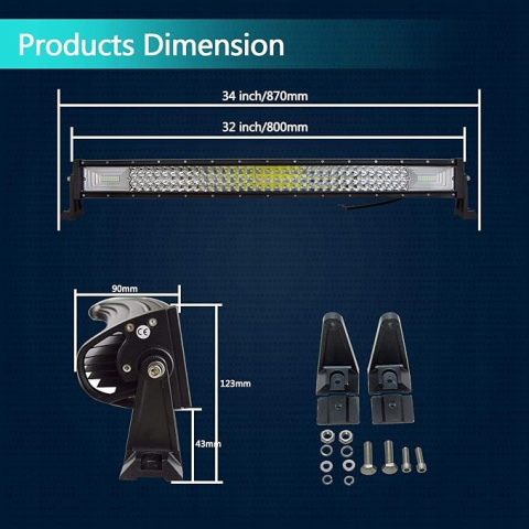 AUXTINGS 82 cm 405W 3-rzędowe trójrzędowa oświetlenie robocze LED